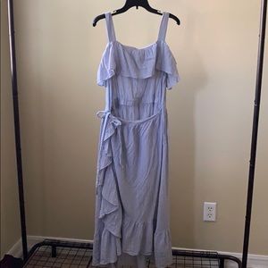 Chelsea 28 White/Blue Striped Wrap Maxi Dress